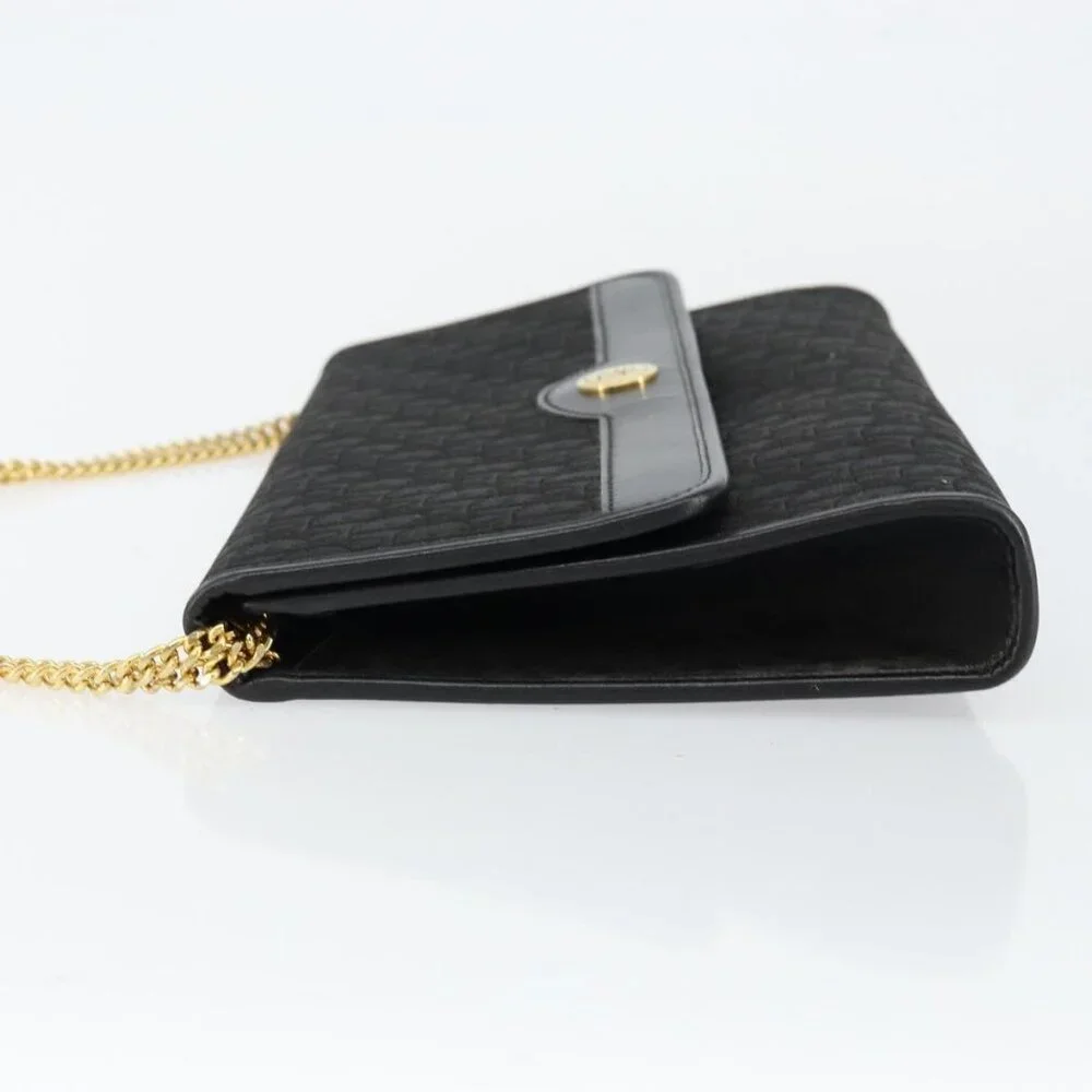 Christian Dior Trotter Canvas Chain Shoulder Bag Black Gold Auth - Picture 5 of 15
